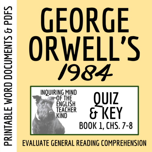 1984 Book 1 Chapters 7 and 8 Quiz and Answer Key (Printable)'s featured image