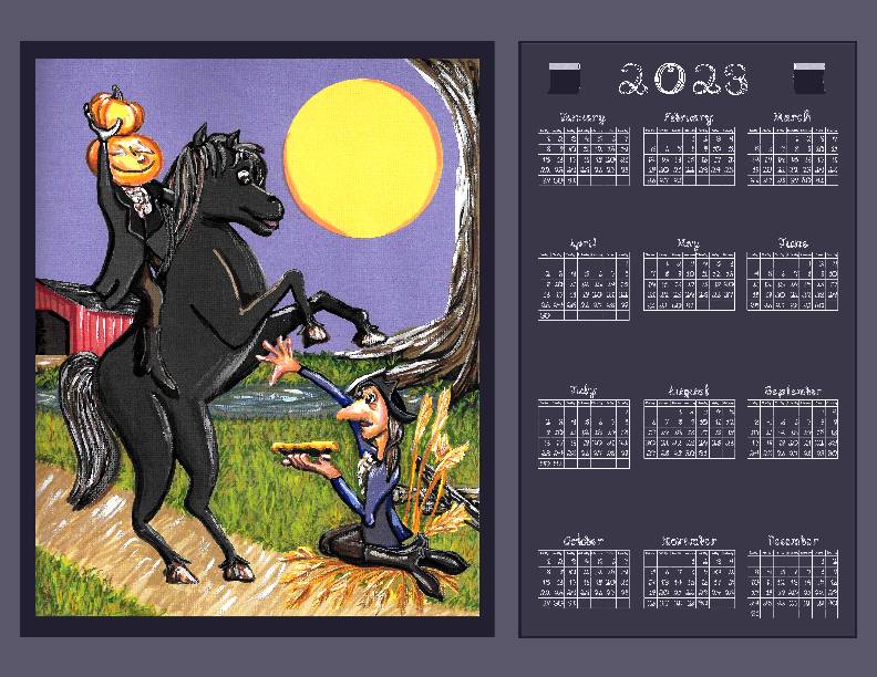 2023 Calendar Sleepy Hollow Inspired Illustration Printable Classful