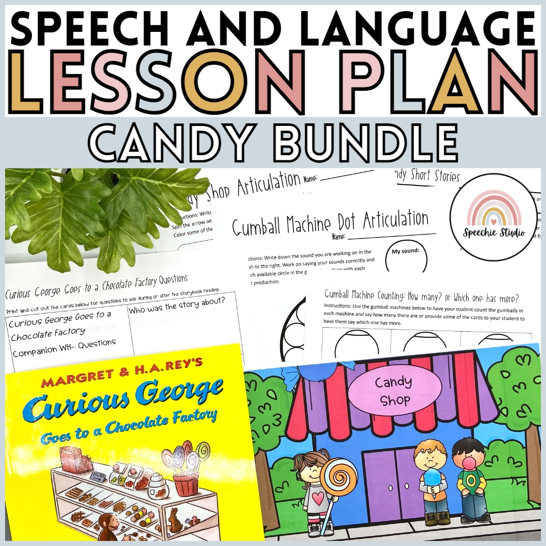 Candy Speech Therapy Thematic Unit + Lesson Plan | Speech + Language Activities