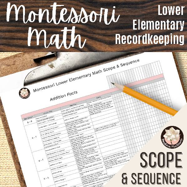 Montessori Math Scope and Sequence Curriculum for Lower Elementary, Montessori Math Record Keeping, Montessori Lessons