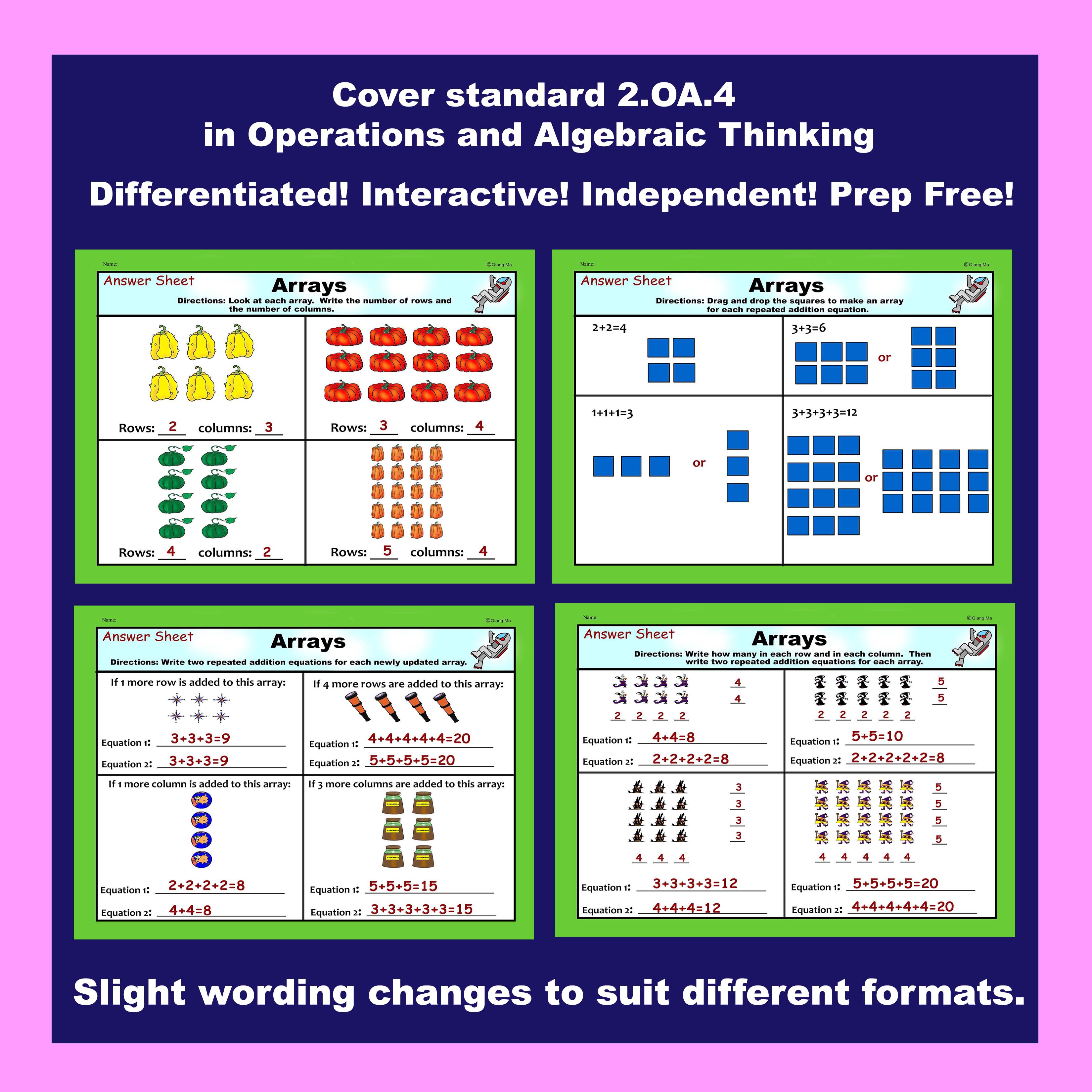 2nd Grade Math Arrays Repeated Additions 2.OA.4 - Classful