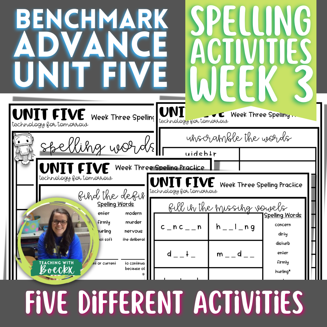Benchmark Advance - Grade 4 - Unit 5 - Week 3 - Spelling Activities - 2021/2022