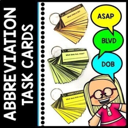 Abbreviation Task Cards - Special Education - Writing - Reading - Centers's featured image