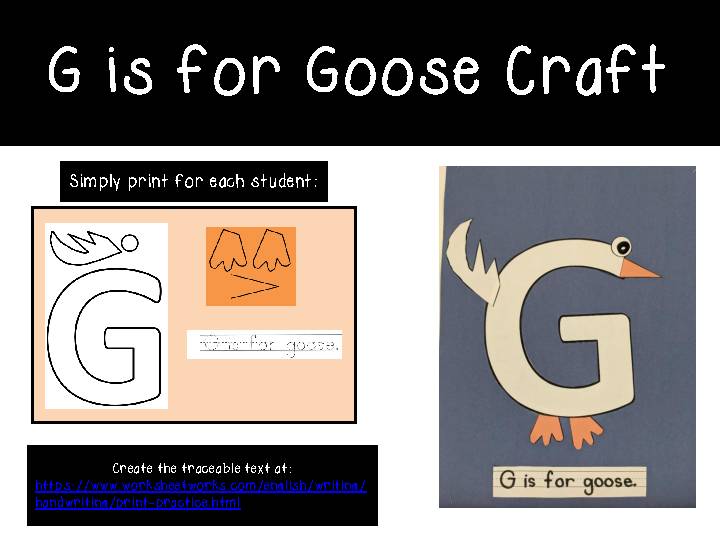 Letter G Craft - G is for Goose Printable Alphabet Beginning Sound ...