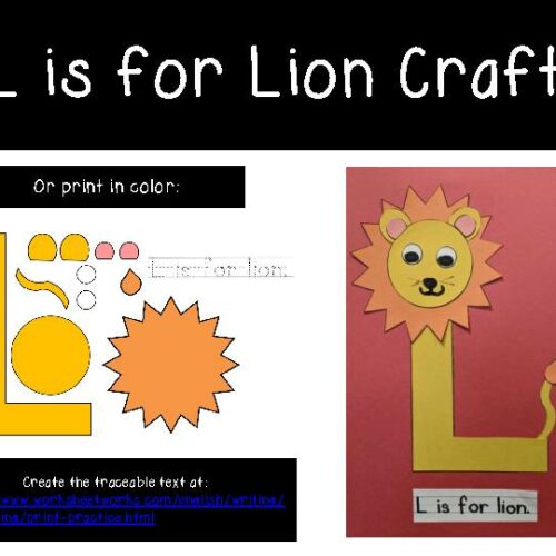 Letter L Craft - L is for Lion Printable Alphabet Beginning Sound ...