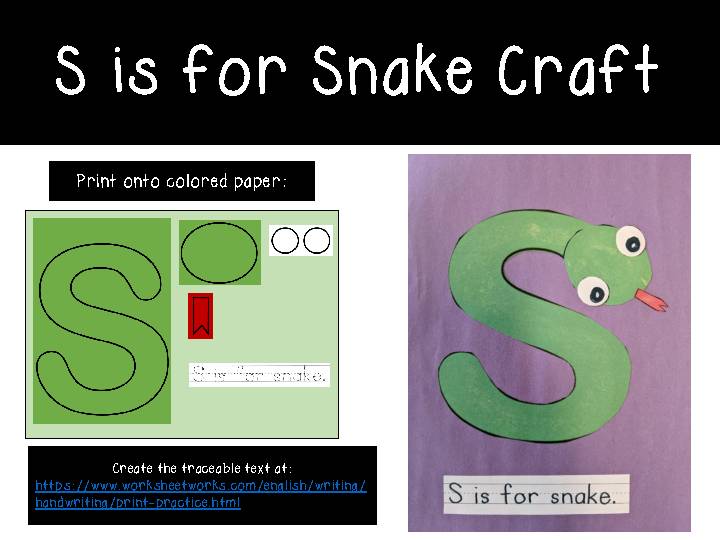 Letter S Craft - S is for Snake Printable Alphabet Beginning Sound ...