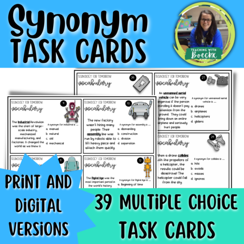 Synonym Task Cards - ELA Test Prep - Context Clues - Benchmark Advance's featured image