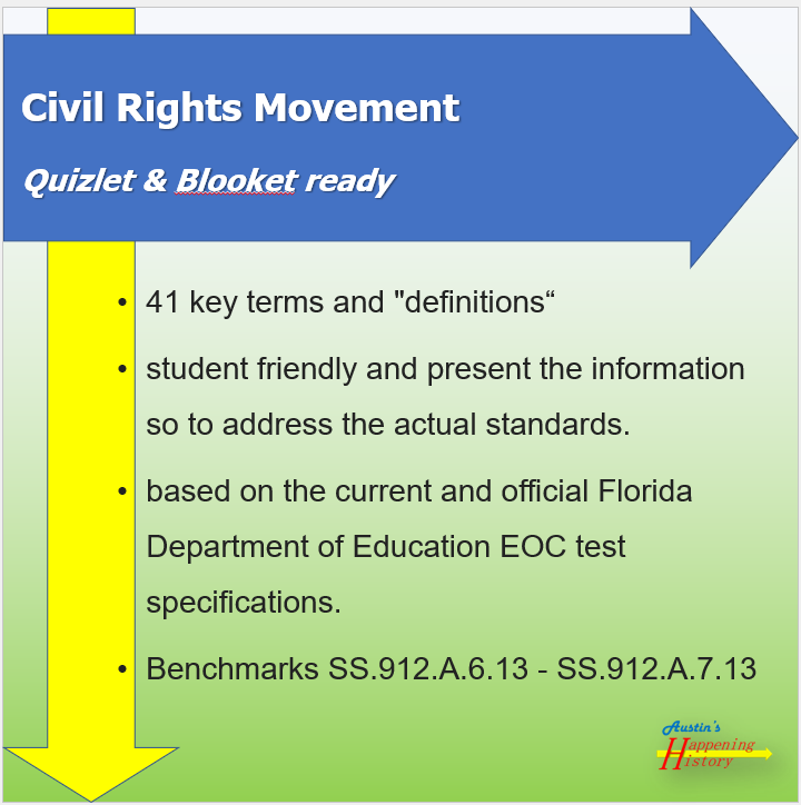 Quizlet / Blooket ready – US History FL EOC key terms – Civil Rights Movement