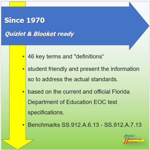 Quizlet / Blooket ready – US History FL EOC key terms – Since 1970's featured image