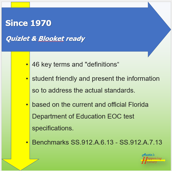 Quizlet / Blooket ready – US History FL EOC key terms – Since 1970