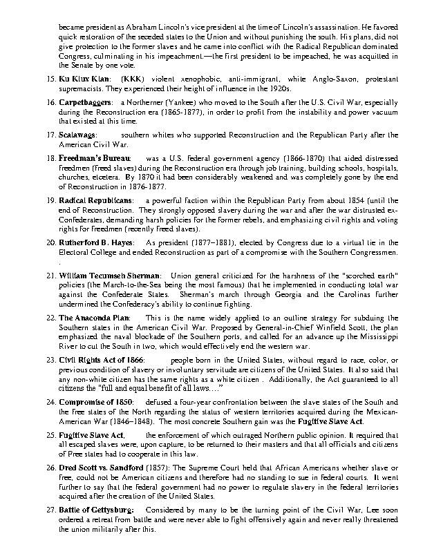 Florida U.S. History EOC Key Terms Classful