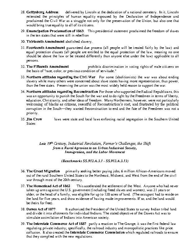 Florida U.S. History EOC Key Terms Classful