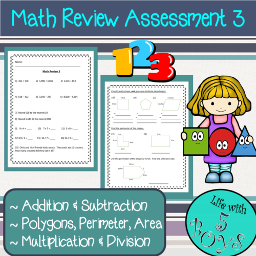 3rd Grade Math Review Assessment Set 3's featured image