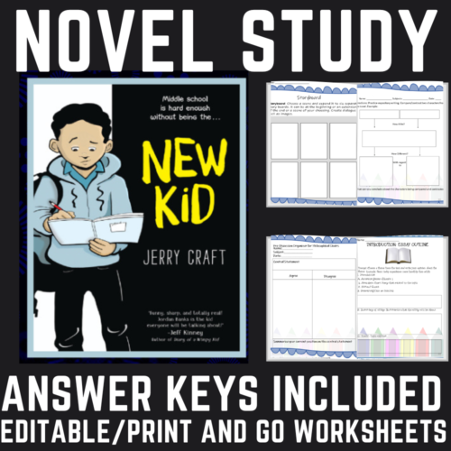 New Kid Jerry Craft Graphic Novel Study Curriculum Lessons - Answer Keys - Editable - Four Weeks of Lessons's featured image