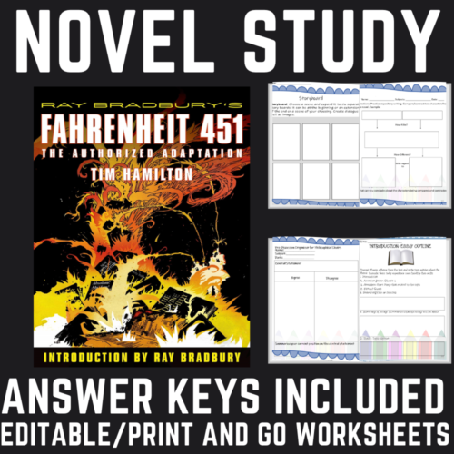 Fahrenheit 451 Ray Bradbury Graphic Novel Study Curriculum Lessons - Answer Keys - Editable's featured image