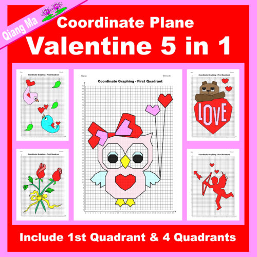 Valentine Coordinate Plane Graphing Picture: Valentine Bundle 5 in 1's featured image