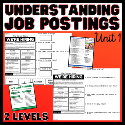 Understanding Job Postings - Unit 1 - Functional Text/ Reading - Vocational - 2 Levels's featured image