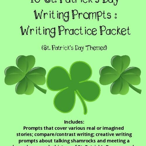 10 St. Patrick's Day writing prompts practice sheets ELA break creative research's featured image