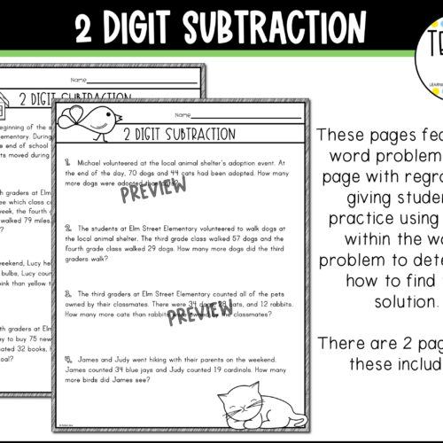 2 Digit Subtraction With and Without Regrouping Worksheets Grade 2 3 ...