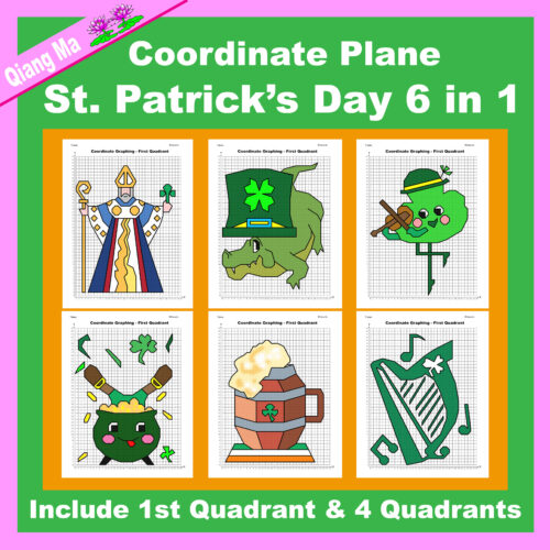 St. Patrick's Day Coordinate Plane Graphing Picture: Bundle 6 in 1's featured image