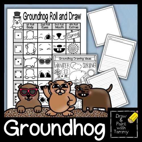 Roll a Groundhog Day Roll and Draw Printable Art Game and Art Sub Lesson's featured image