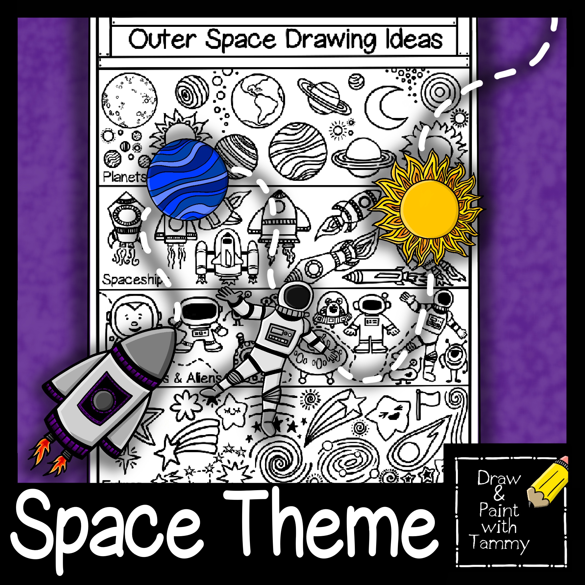 Childrens Drawing Astronaut Planets Stars On A Dark Blue Background Stock  Illustration - Download Image Now - iStock