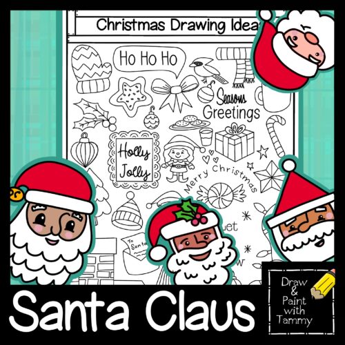 santa claus near christmas tree on child drawing on a blackboard Stock  Photo - Alamy