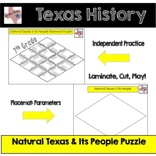 Texas History Natural Texas & Its People Diamond Puzzle with digital version's featured image