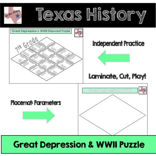 Texas History Great Depression & WWII Diamond Puzzle with digital version's featured image