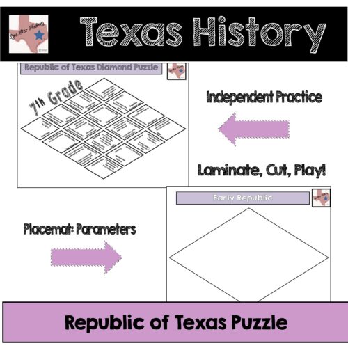 Texas History Great Depression & WWII Diamond Puzzle with digital