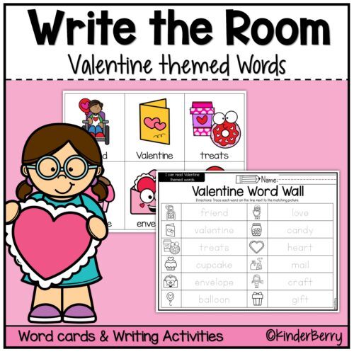 Valentine Write the Room + Sentence Writing Activity | February's featured image