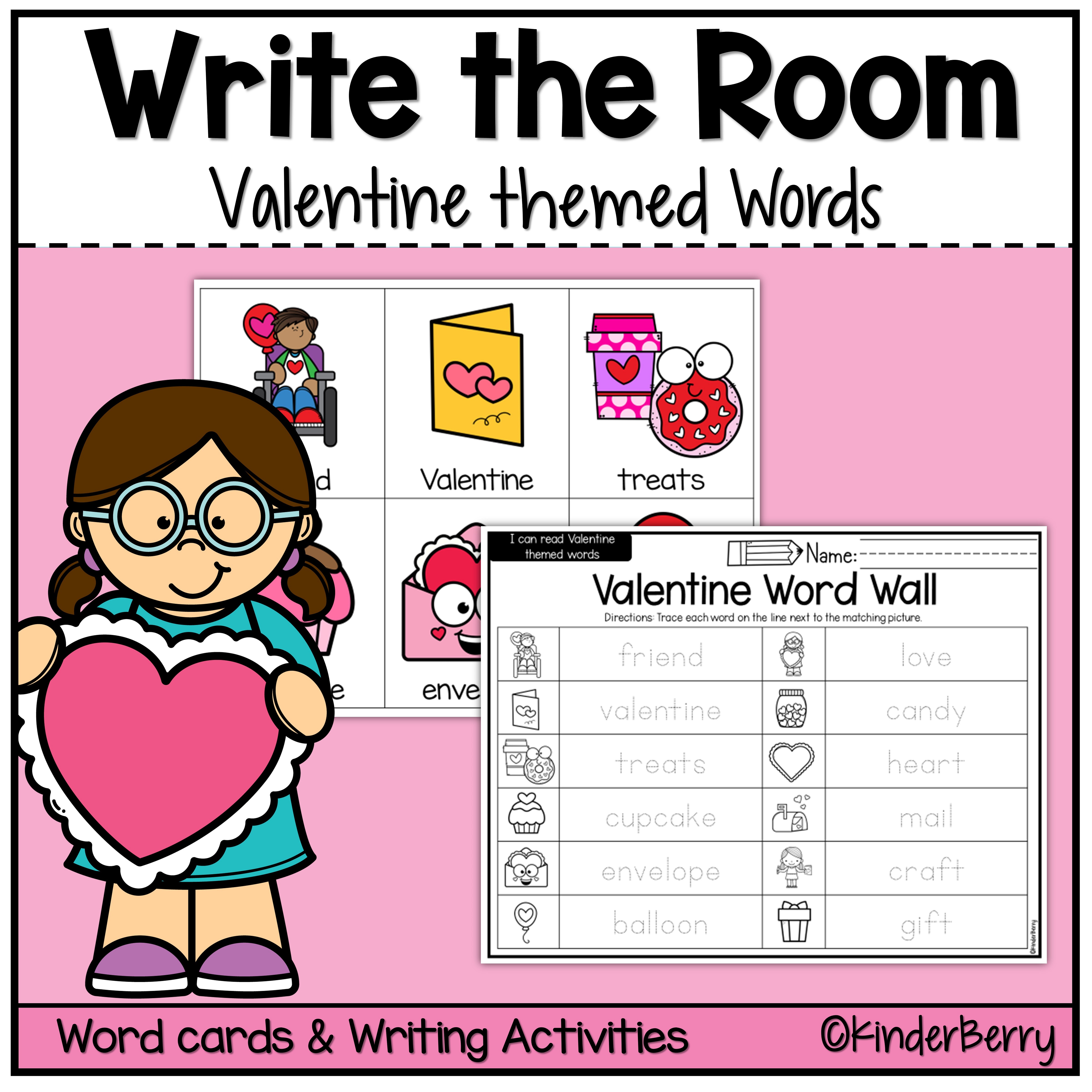 Valentine Write the Room + Sentence Writing Activity | February