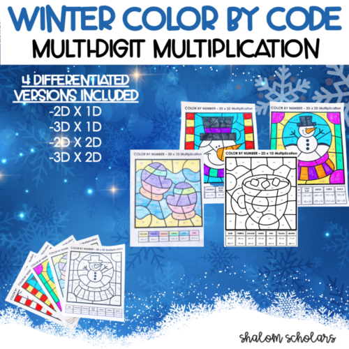 WINTER Color by Code Multidigit Multiplication Differentiated's featured image
