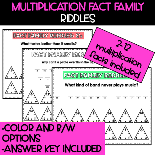 Multiplication Fact Family Practice - Fact Family Riddles's featured image