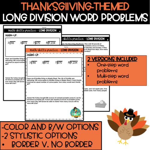 Thanksgiving Themed Long Division Word Problems's featured image