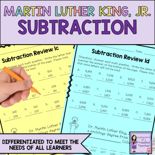 Martin Luther King Math Activities | MLK Subtraction's featured image