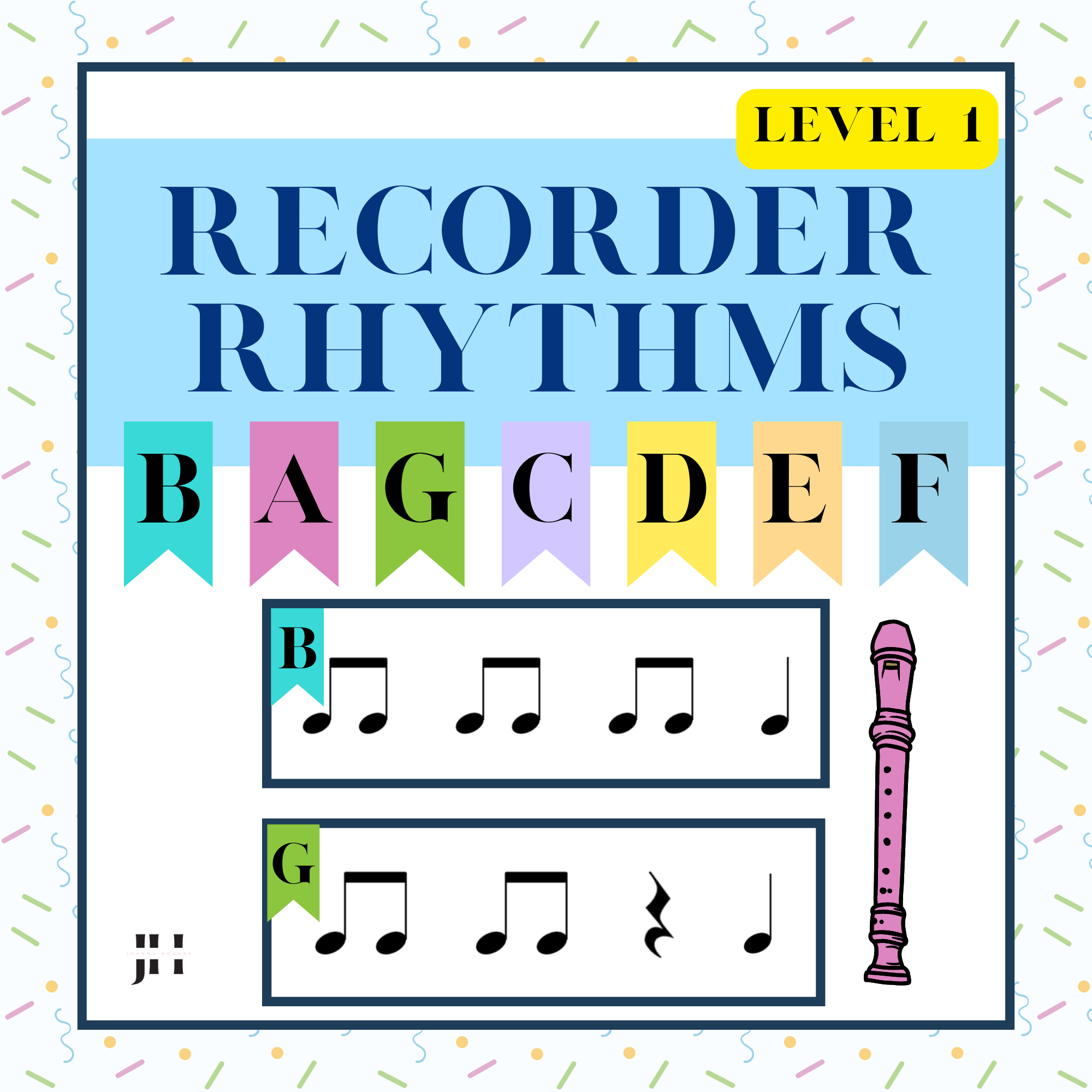 Recorder Rhythms for Centers Level 1 (Quarter notes/rest, Eighth notes)