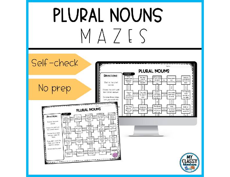 Regular and Irregular Plurals Self Checking Mazes