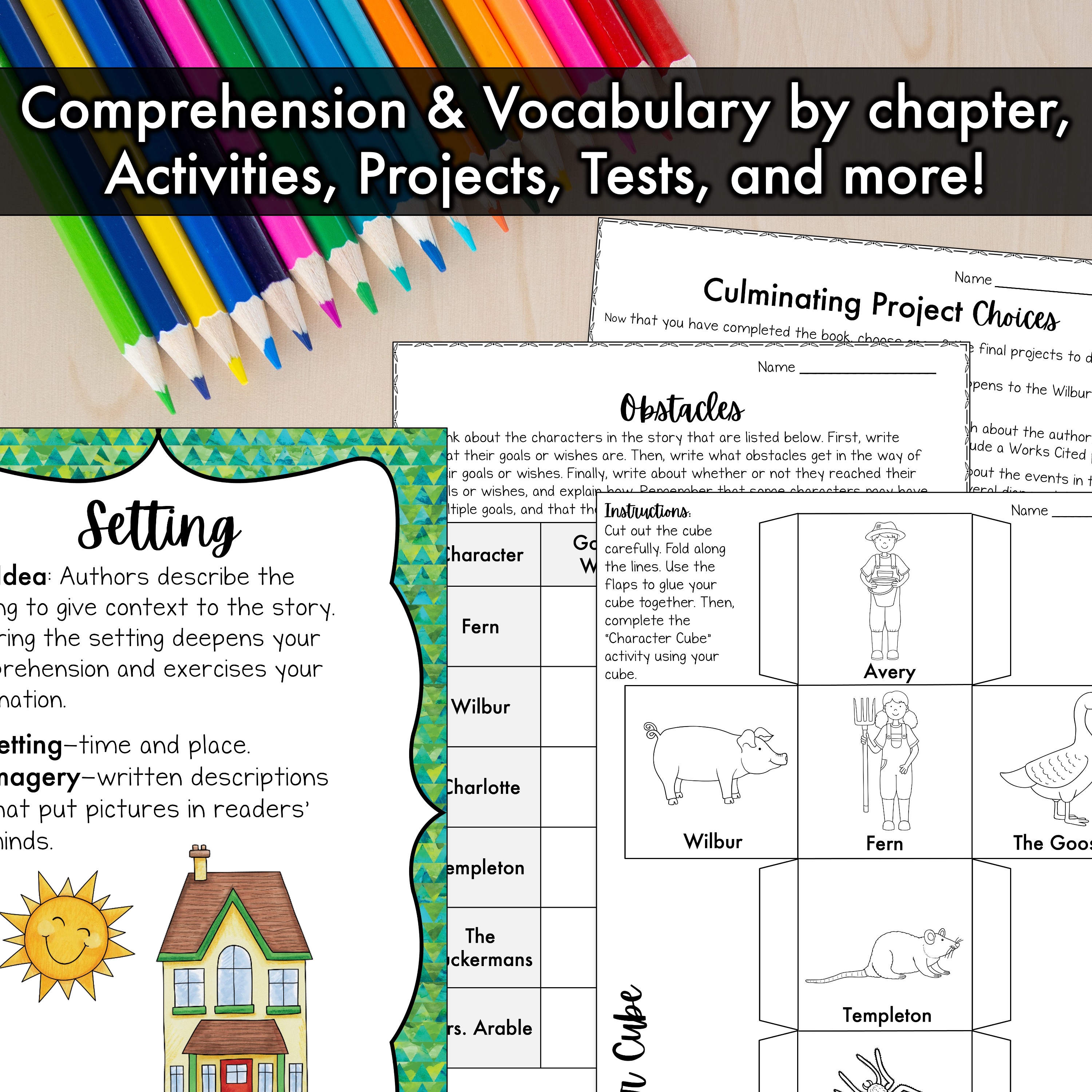 Charlotte's Web Novel Study Unit | Comprehension with Activities and ...