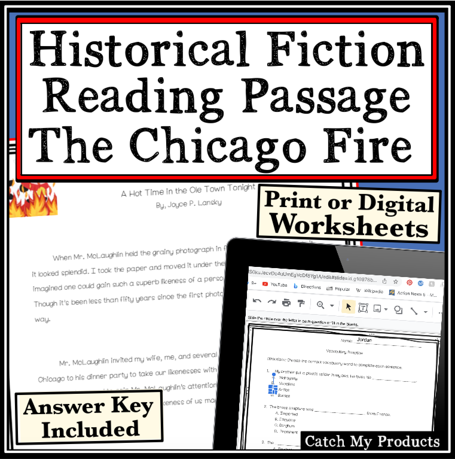 Chicago Fire Historical Fiction Story with Questions
