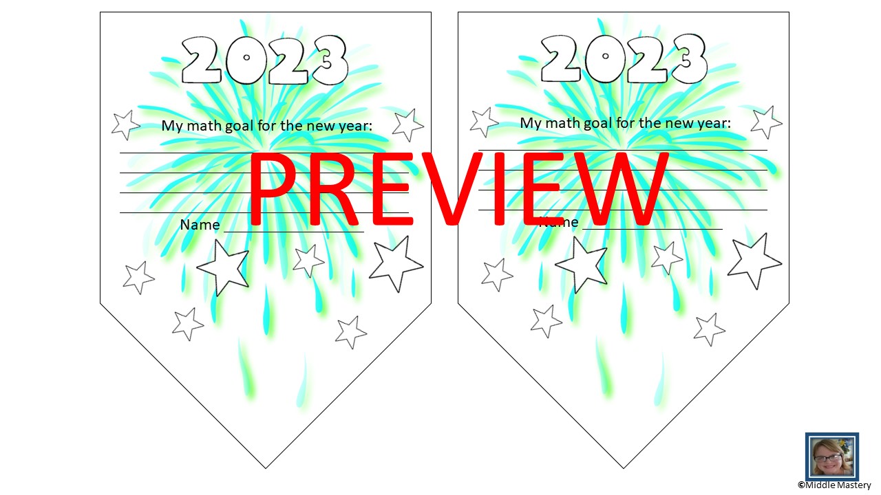 New Years 2023 Math Goal Pennant - Classful
