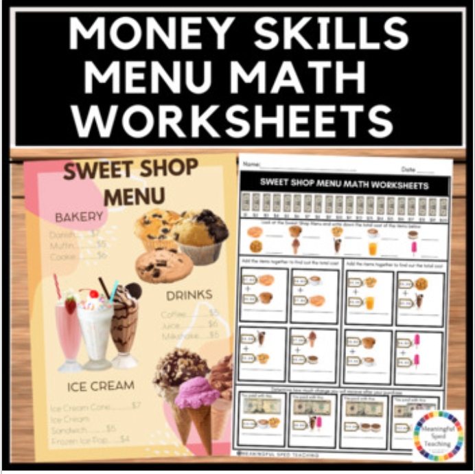 Life Skills - Menu Math - Money - Budget - Dollar Up - BOOM CARDS - Unit 5