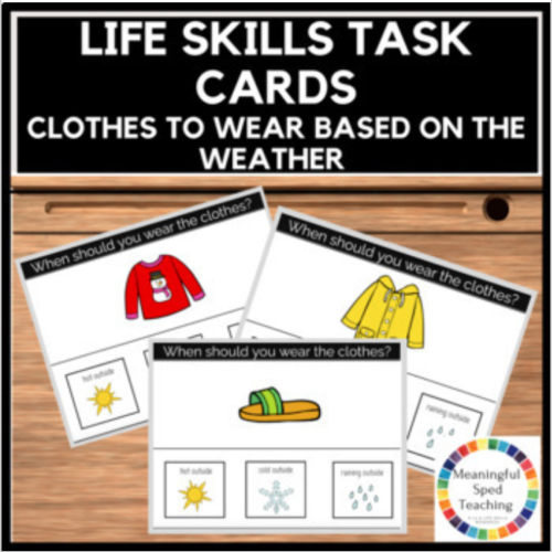 Weather Life Skills Task Cards: What Clothes to Wear Based on Weather's featured image