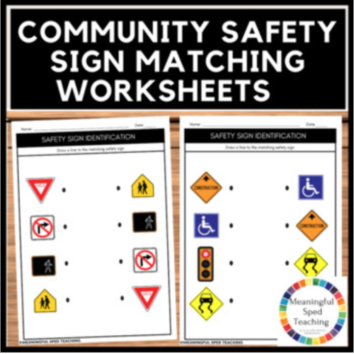 Community Safety Sign Matching Life Skills Functional Worksheets's featured image
