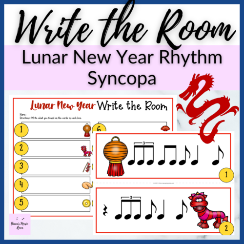 Syncopa Lunar New Year Write the Room for Elementary Music Rhythm Review or Assessment's featured image