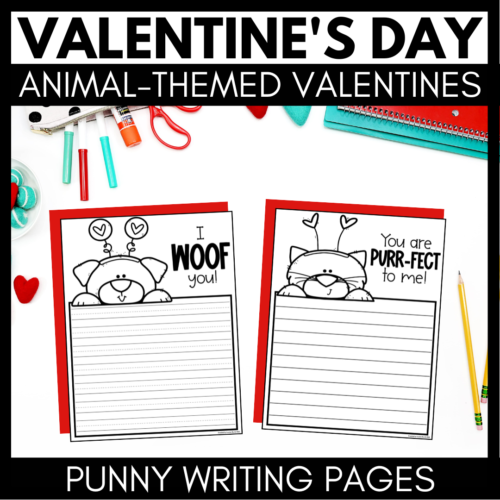 Valentine's Day Writing Pages with Animal Puns - Valentines Day Activities's featured image