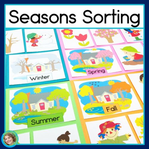 Four Seasons Picture Sorting Posters and Worksheet Spring Summer Winter Fall's featured image