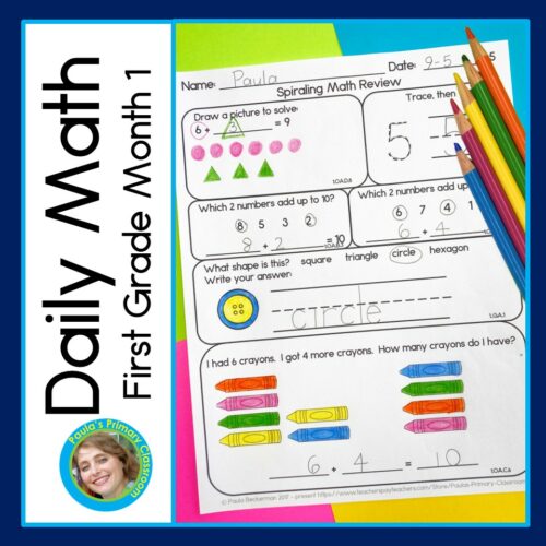 Math Spiral Review Daily Worksheets Morning Work Homework Month 1's featured image