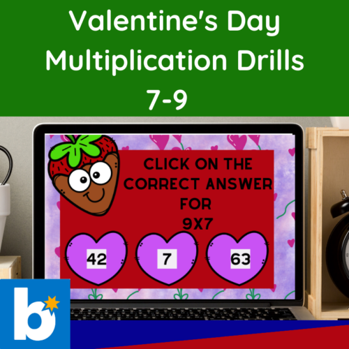 Valentine's Day Multiplication Drills 7-9 Boom Cards 3rd Grade Digital Math Activity's featured image