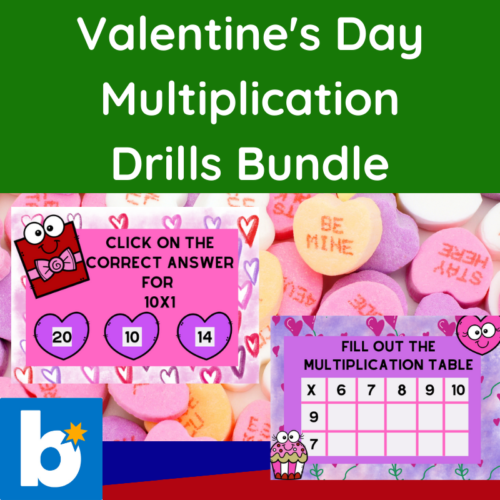 Valentine's Day Multiplication Drills Times Table Practice for 1s -12s Bundle's featured image